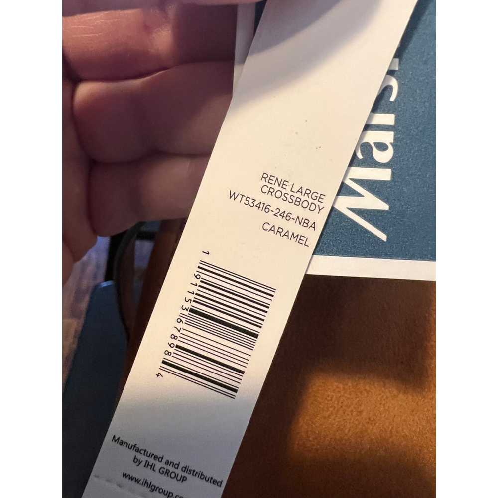NWT Rae Dunn Rene Large Crossbody Caramel Grained Bag - Picture 10 of 11